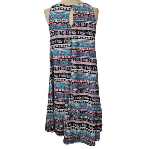 Multicolor Elephant Print Sleeveless Shift Dress Size Medium - Picture 2 of 6